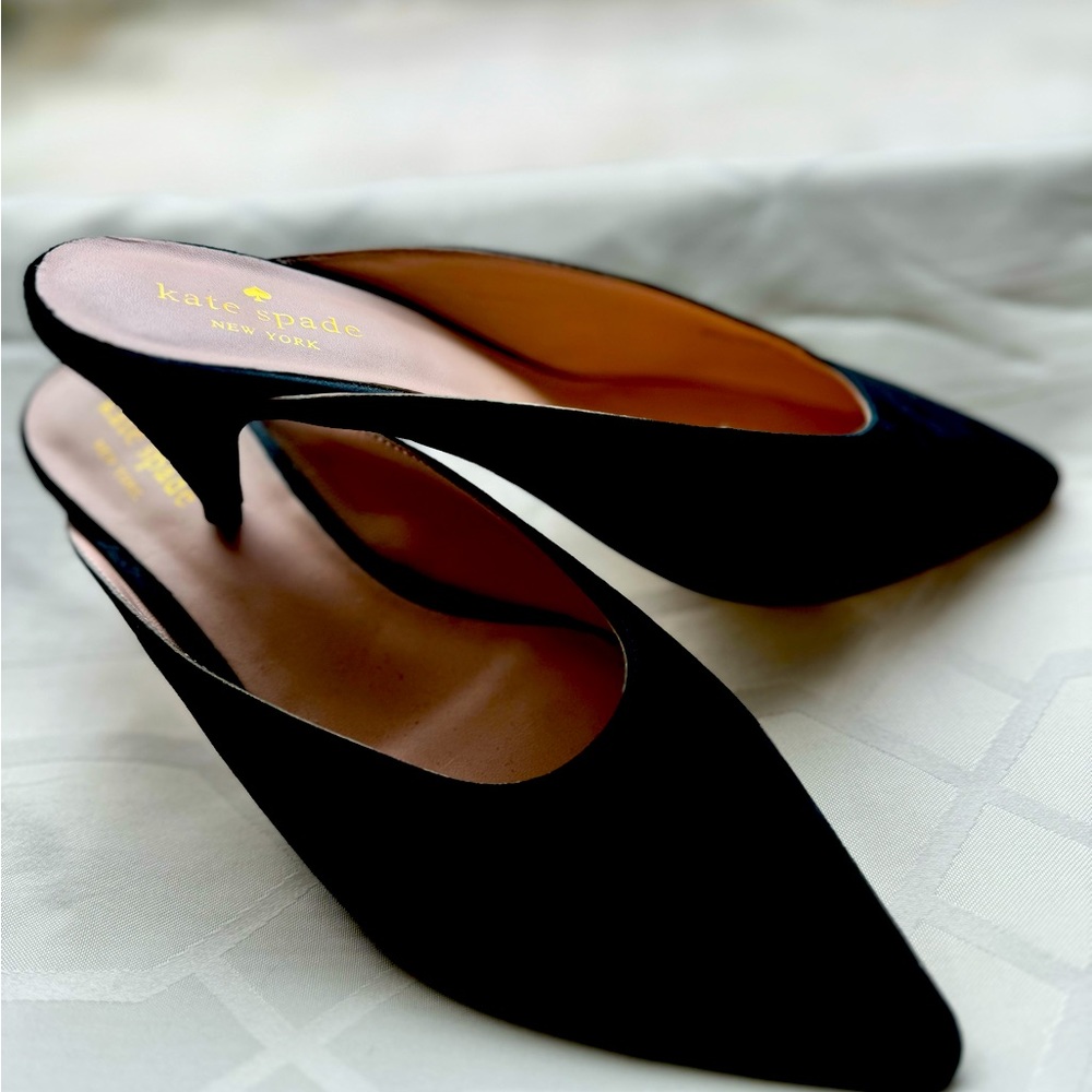 Kate Spade Black kitten heel mules 7 1/2